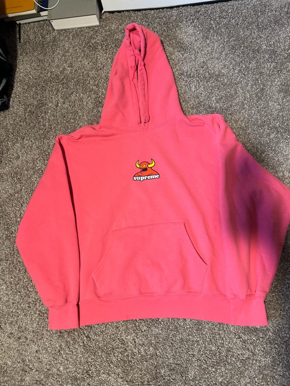 Supreme Pink Hoodie with Small Devil Logo